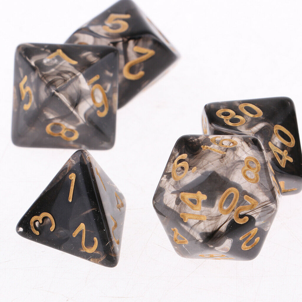 7 Pieces Plastic Clear Transparent Multi-side with Number Dice Set style1
