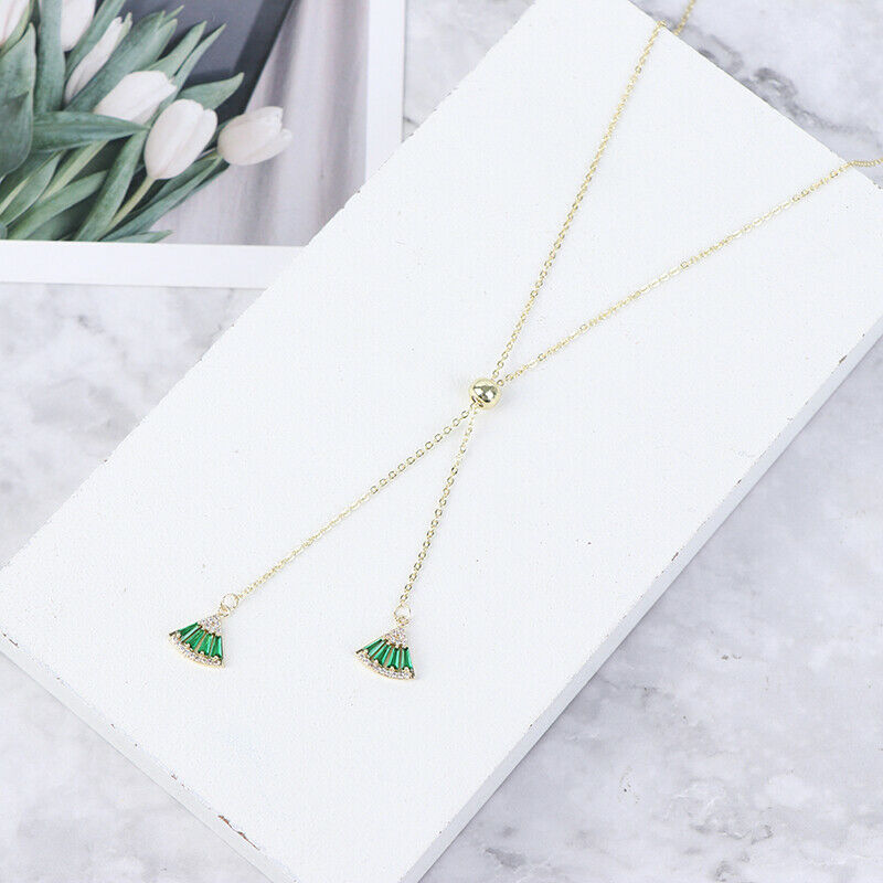 Classic Green White Crystal Geometric Necklace Pendant Chokers For Women .l8