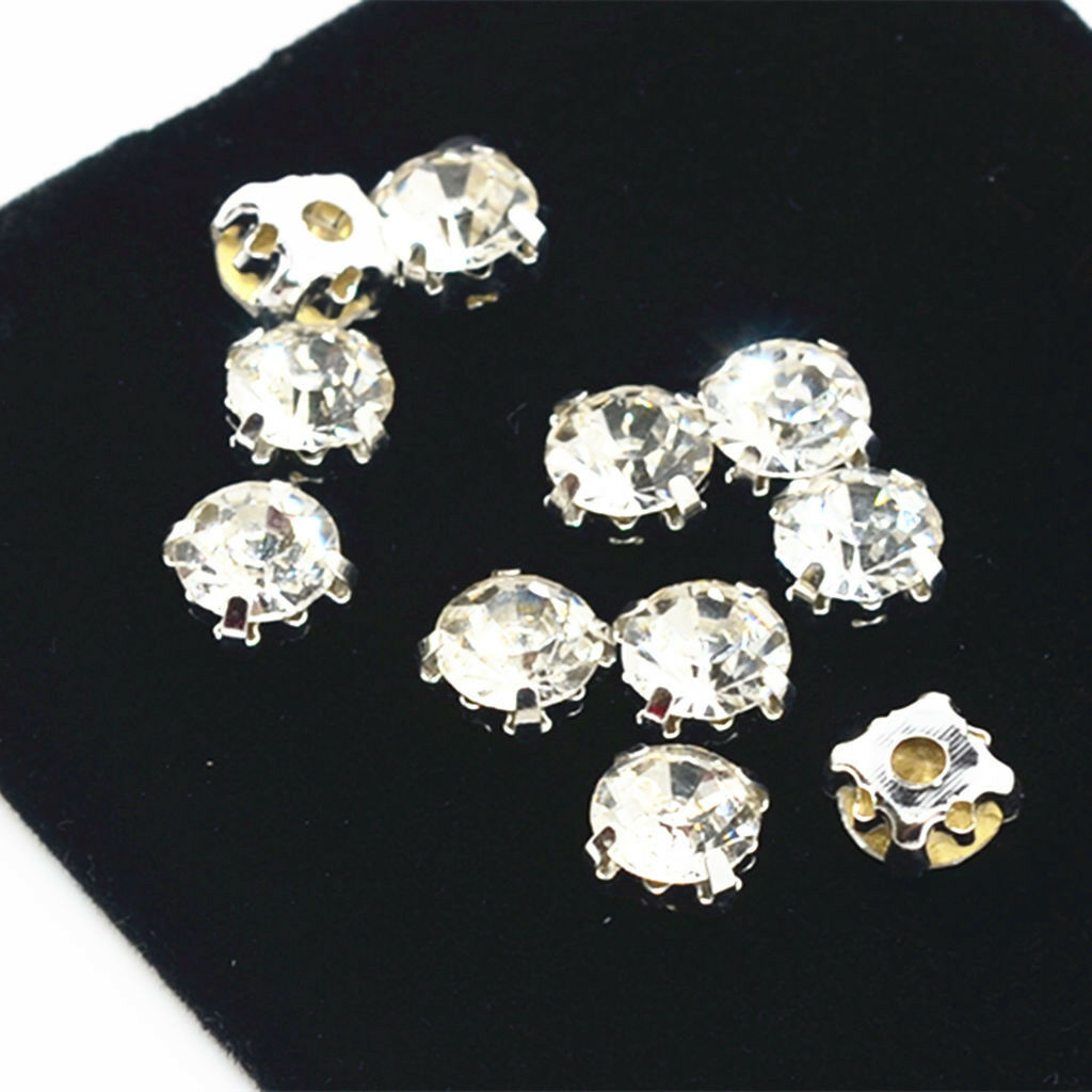 100x Crystal Rhinestone Sew On Loose Faceted Beads for DIY Sewing Crafts 7mm