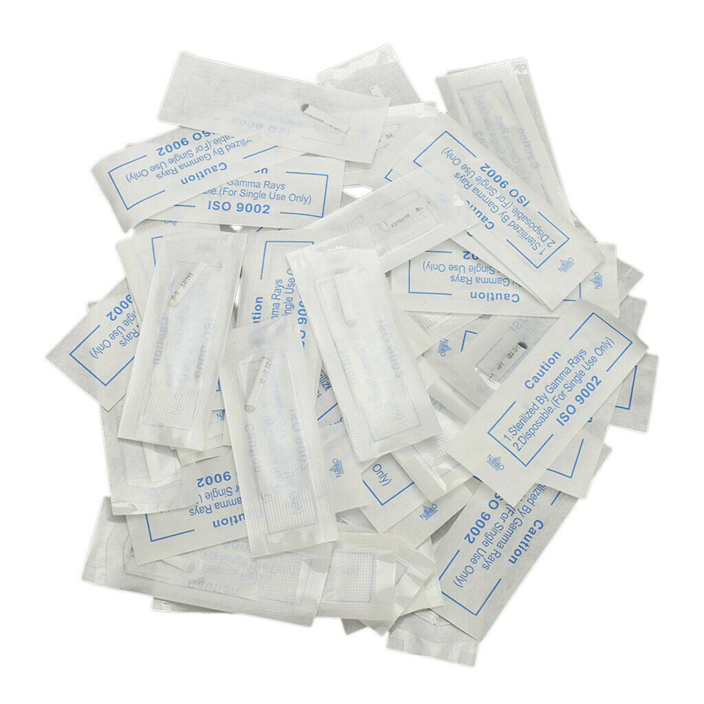 50pcs Stainless Steel Microblading Eyebrow Tattoo Disposable Blade Needles 18