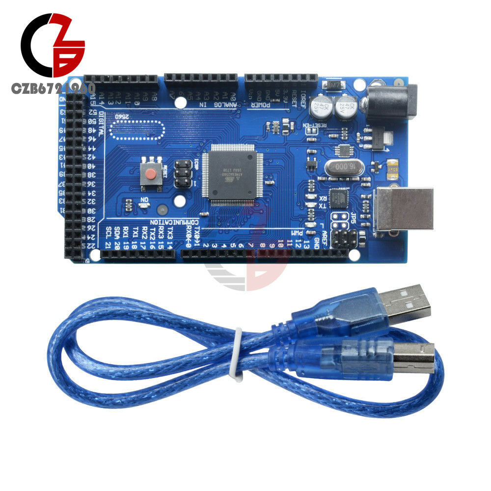 2PCS MEGA 2560 R3 ATMEGA2560-16AU ATMEGA16U2 Board + USB Cable