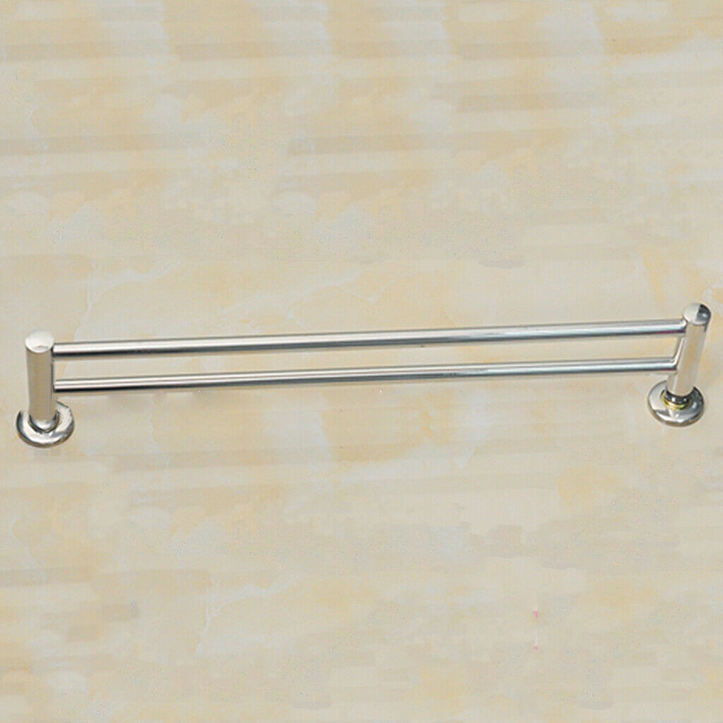 Bathroom 56cm Stainless Steel Round Double Towel Rail Rack Bar Holder Chrome