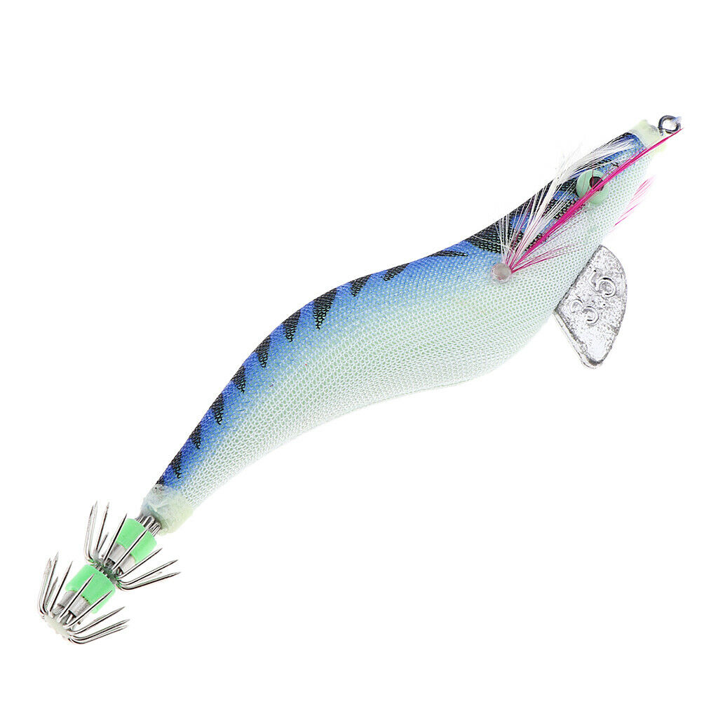 2X 3.5# Squid Jigs Luminous Fishing Lures Artificial Baits Shrimp Blue