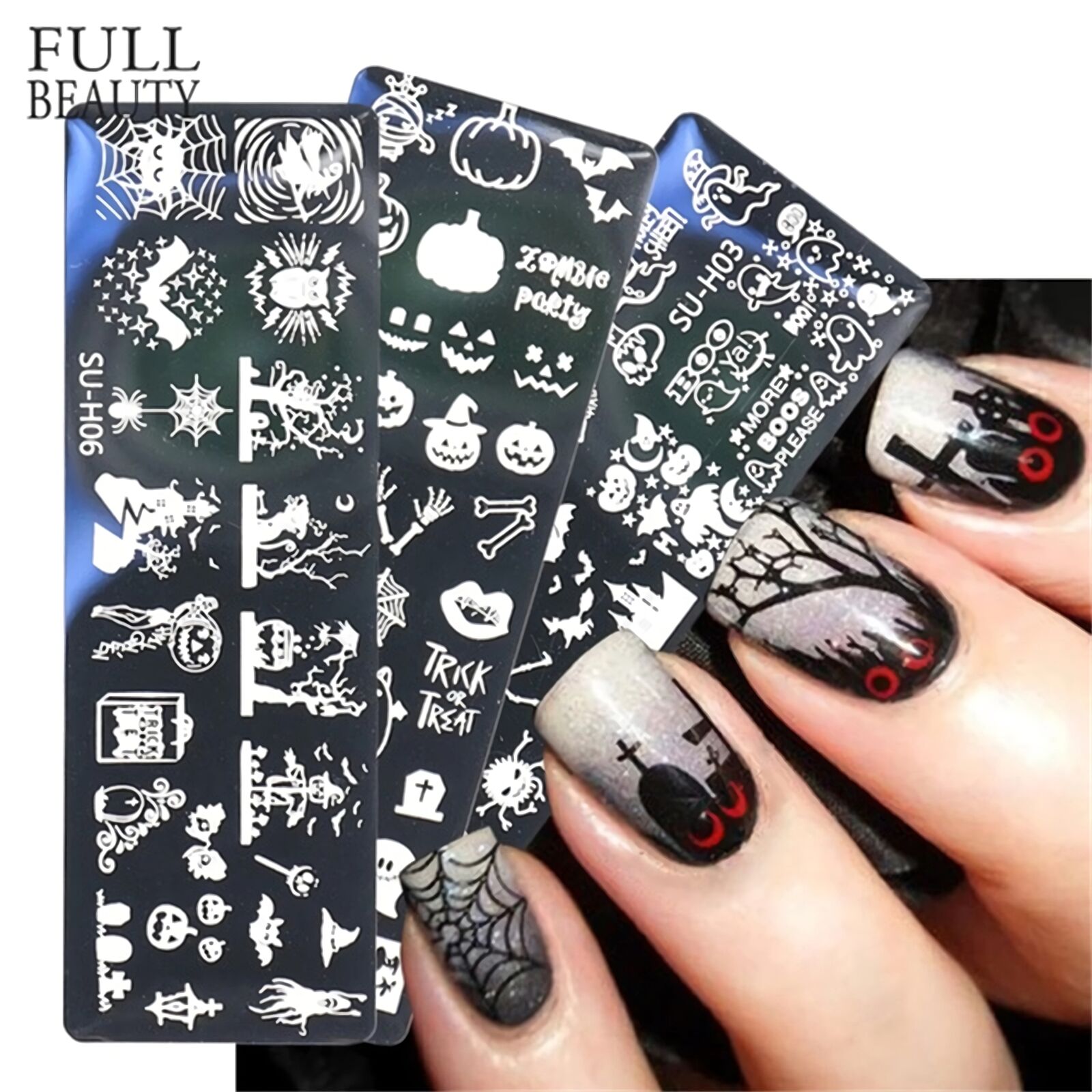 6pcs/Set Nail Art Stamping Plates Halloween Gost Bat designs DIY Template Tool