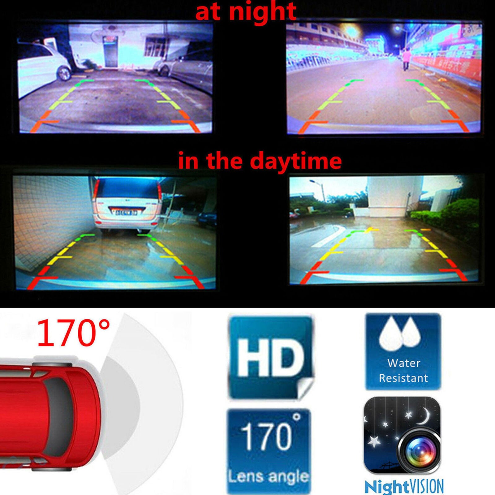 170° Car Rear View Reverse Backup Parking Camera HD Night Vision Waterproof 8LED