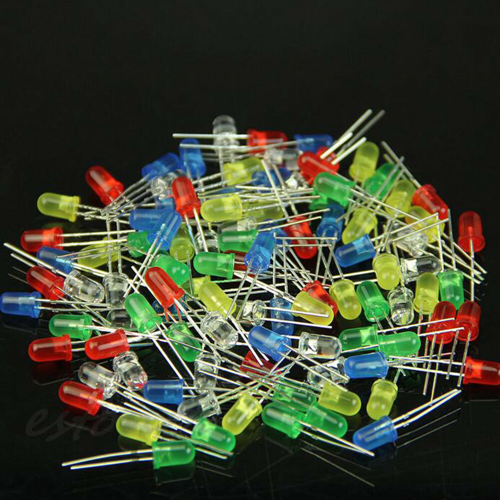 100x 5mm White Green Red / Blue / Yellow LED Light Bulb Bright Diode Diff.l8