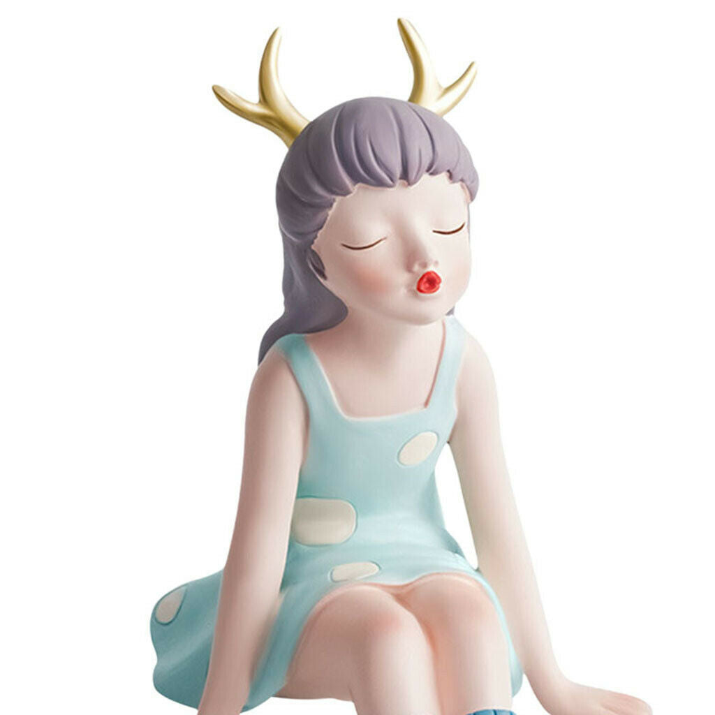 Lovely Girl Statue Craft Art Sculpture Home Bedroom Office Cabinet Ornaments