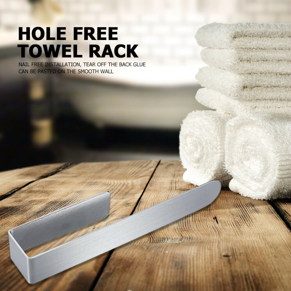 Wall-mounted Towel Rack Anti-rust Stainless Steel Shelf Bath Hanging Holder @