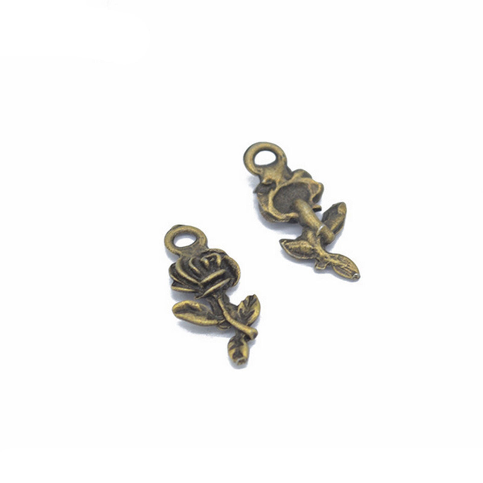 40pcs Alloy Rose Shape DIY Pendant Charms Bracelet Pendant 20x10mm Crafts