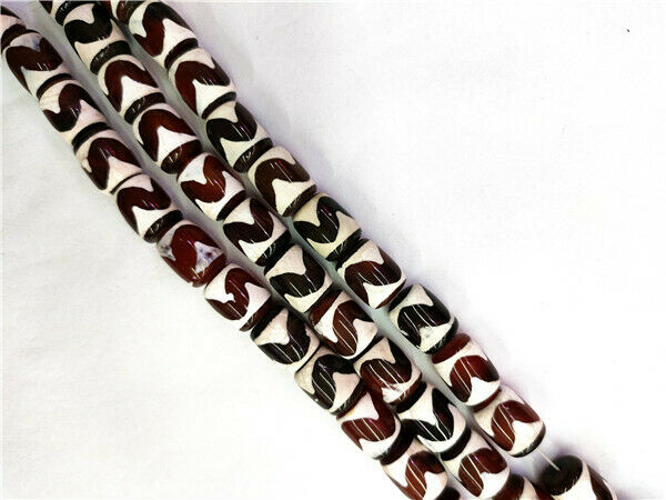 1 Strand 14x11mm White&Black Dream Fire Agate Barrel Loose Beads 15.5inch HH8554