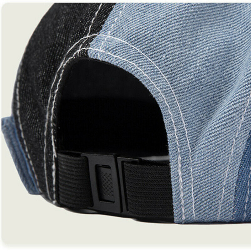 Men Denim Jean Patchwork Skullcap Sailor Hat Beanie Hip Hop Cuff Brimless Splice