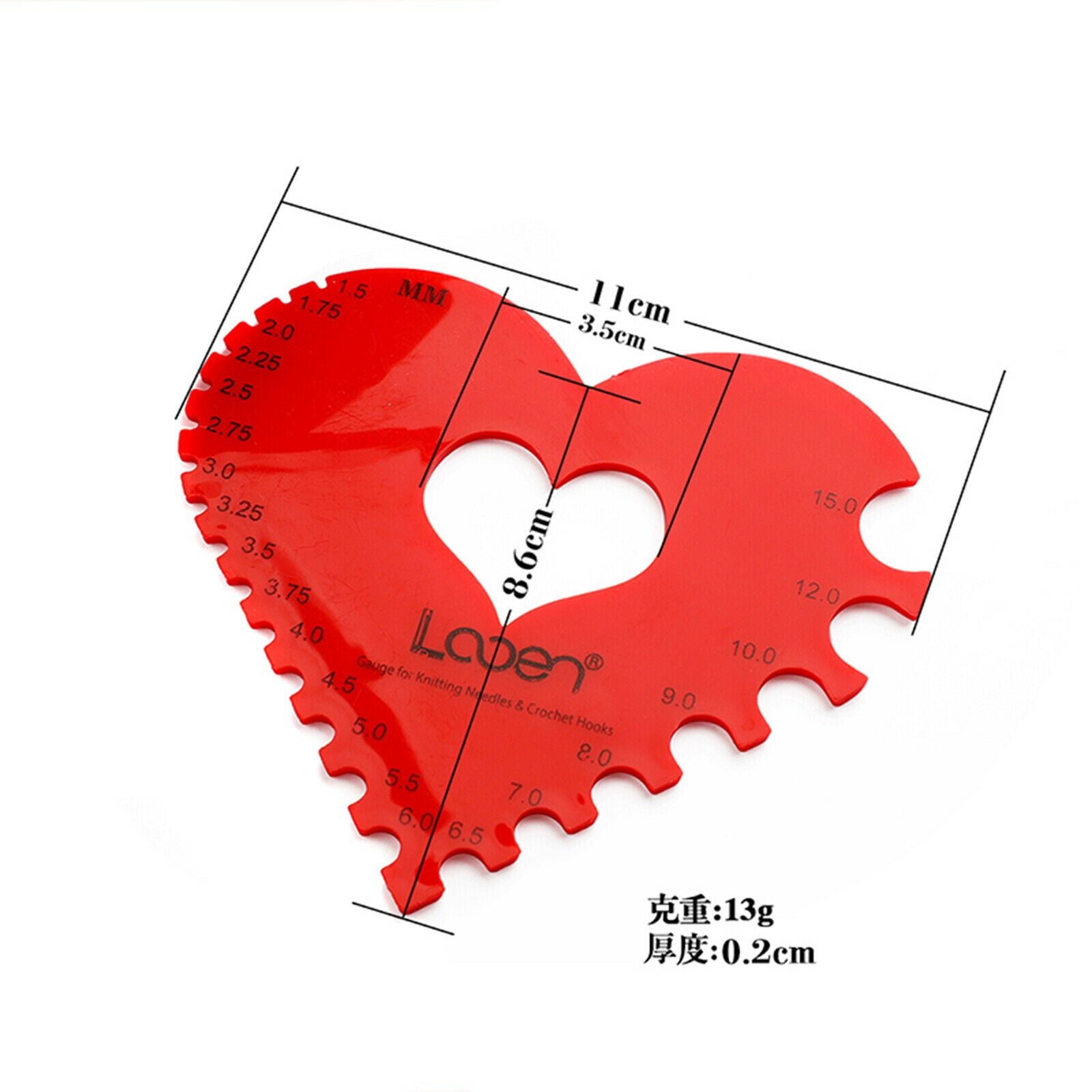 Knitting Accessories Heart Shaped Crochet Gauge Counter Density Sth Tools