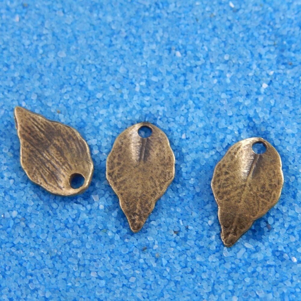 15x9mm Antiqued Bronze Alloy Leaf Craft Charm Pendant Findings Handmade 100 pcs