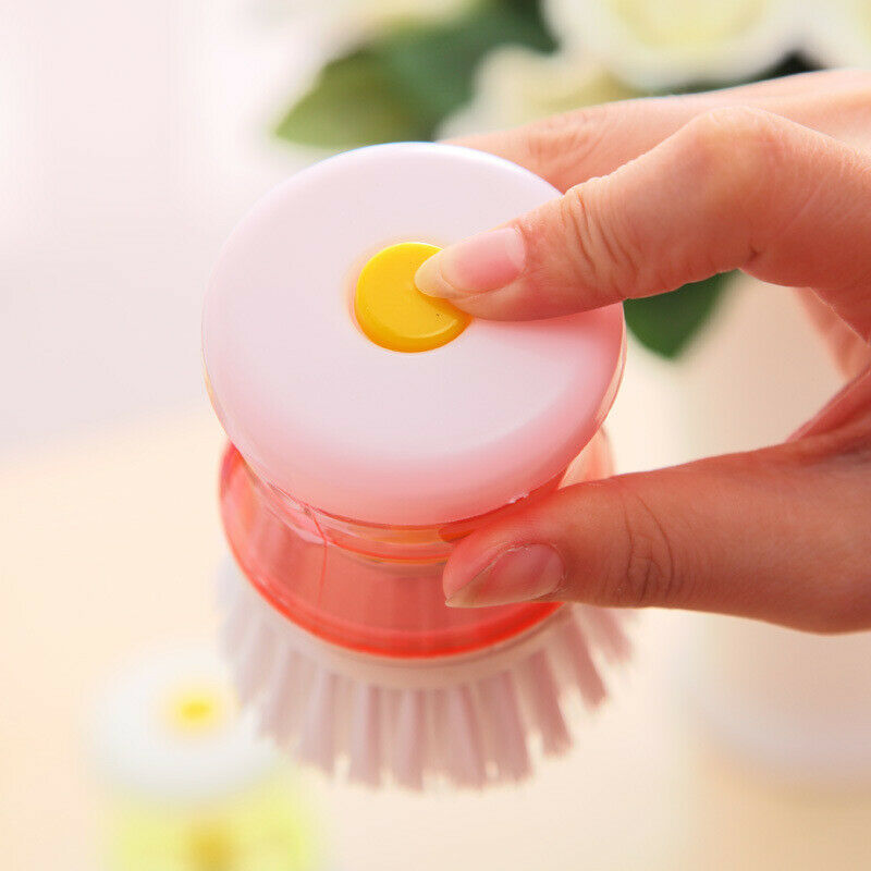 Kitchen Washing Utensils Pot Dish Brush With Washing Up Liquid Soap DispensDD