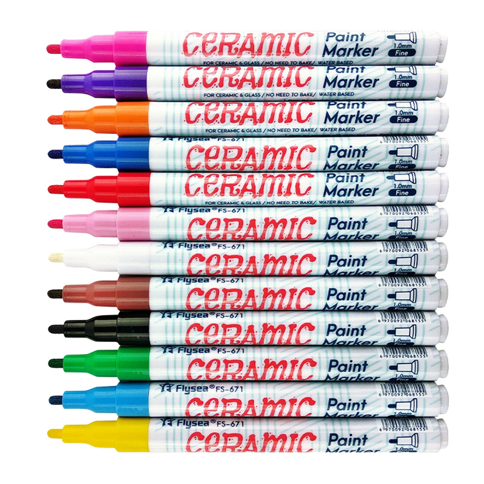 1.0mm Paint Marker 12 Color Water-based Paint Marker Pen for Ceramic Glass