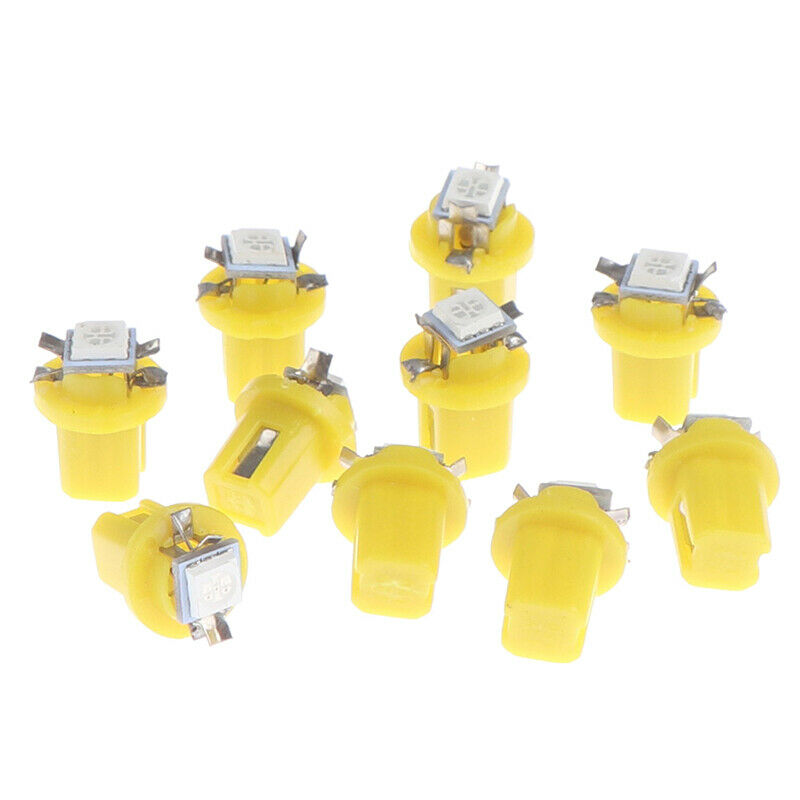 10x Car T5 B8.5D 5050 Dashboard Instrument Speed LED Light Bulb Lamp 12V YelY1