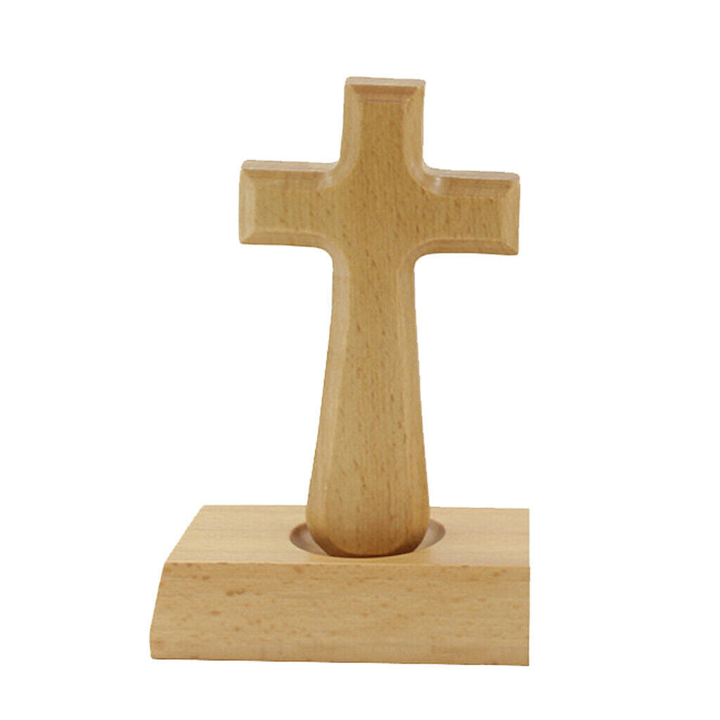 Small Holy Wooden Standing Cross 5" Table Cross Plain Decor Gift Square top