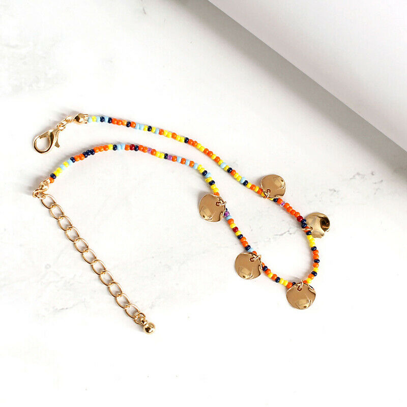 Boho Multi-color Beads Circular Pendant Foot Chain Anklet Women Jewelry G.l8