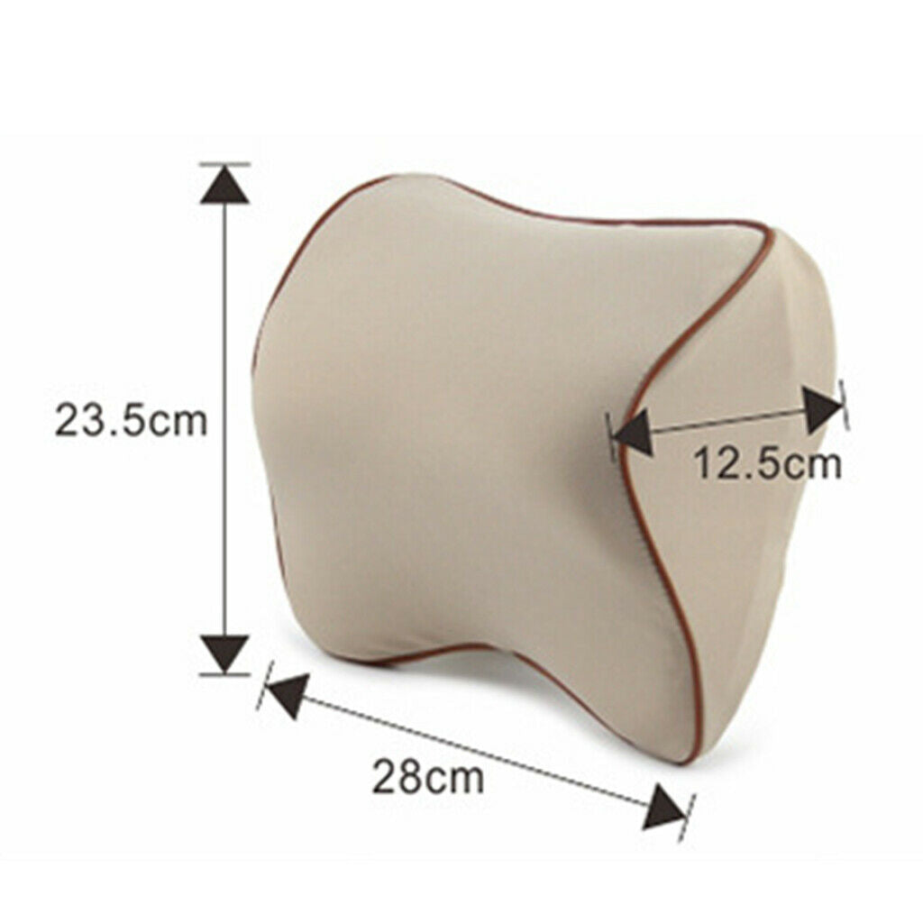 Car Head Neck Rest Cushion Support Pillow Headrest Memory Foam Beige