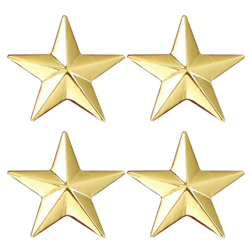 4Pcs Men Women Classic Star Brooch Collar Tie Corsage Party Badge Golden
