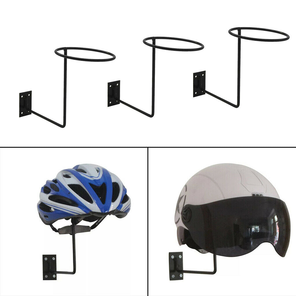3 Pieces Heavy Duty Metal Helmet Holder Cowboy Hat Rack Stand Hanger Black