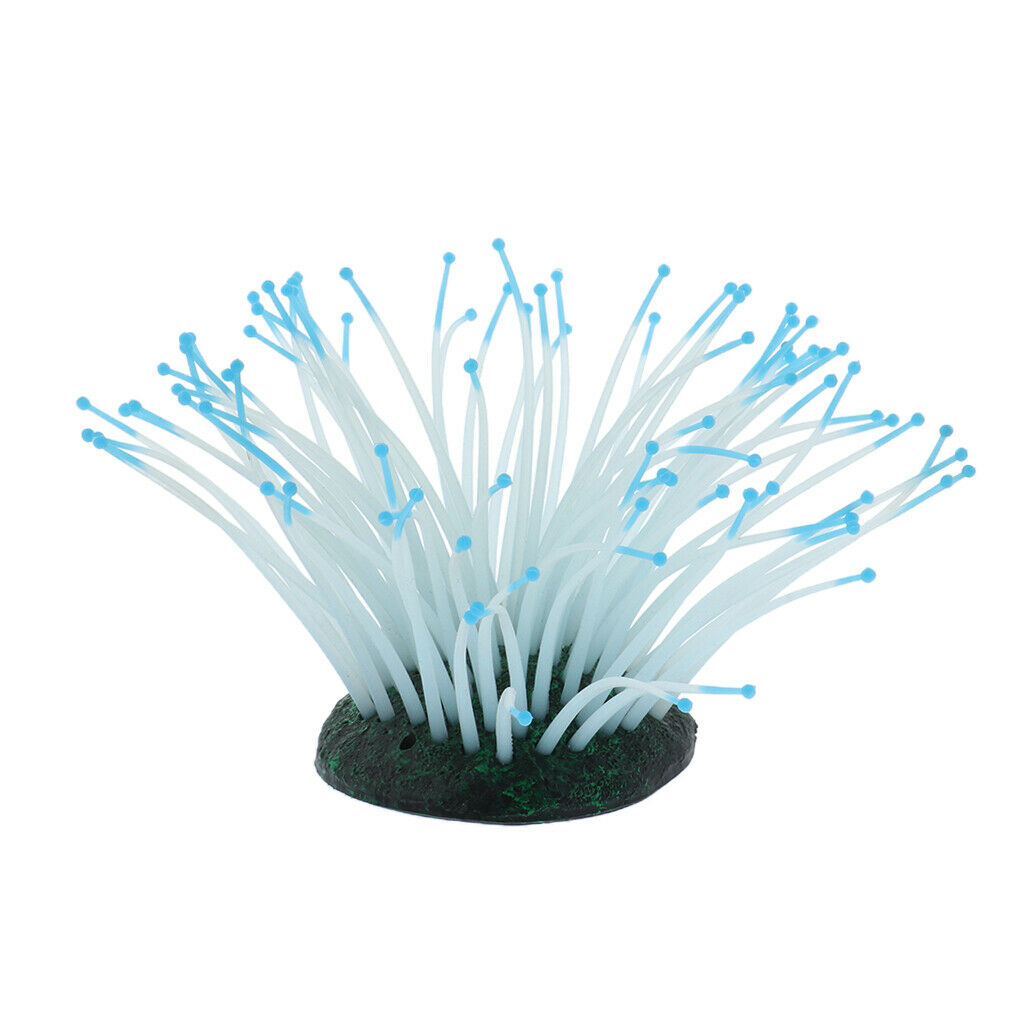 1 Pc Glowing Silicone Aquarium Landscape Artificial Sea Anemone Coral Blue