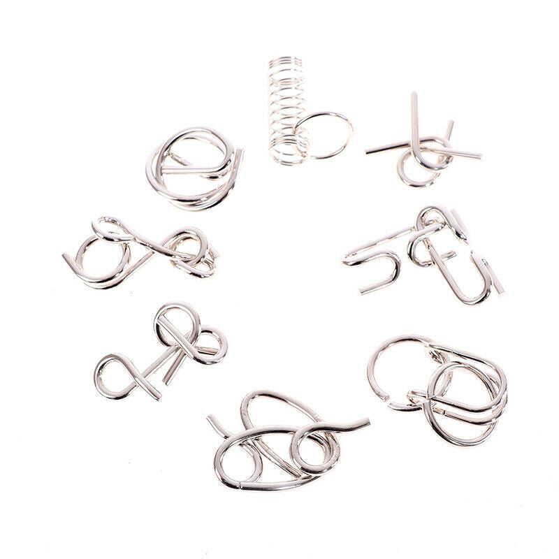 8Pcs/Set Metal Montessori Puzzle Wire IQ Mind Brain Teaser Puzzle ToysI7CA