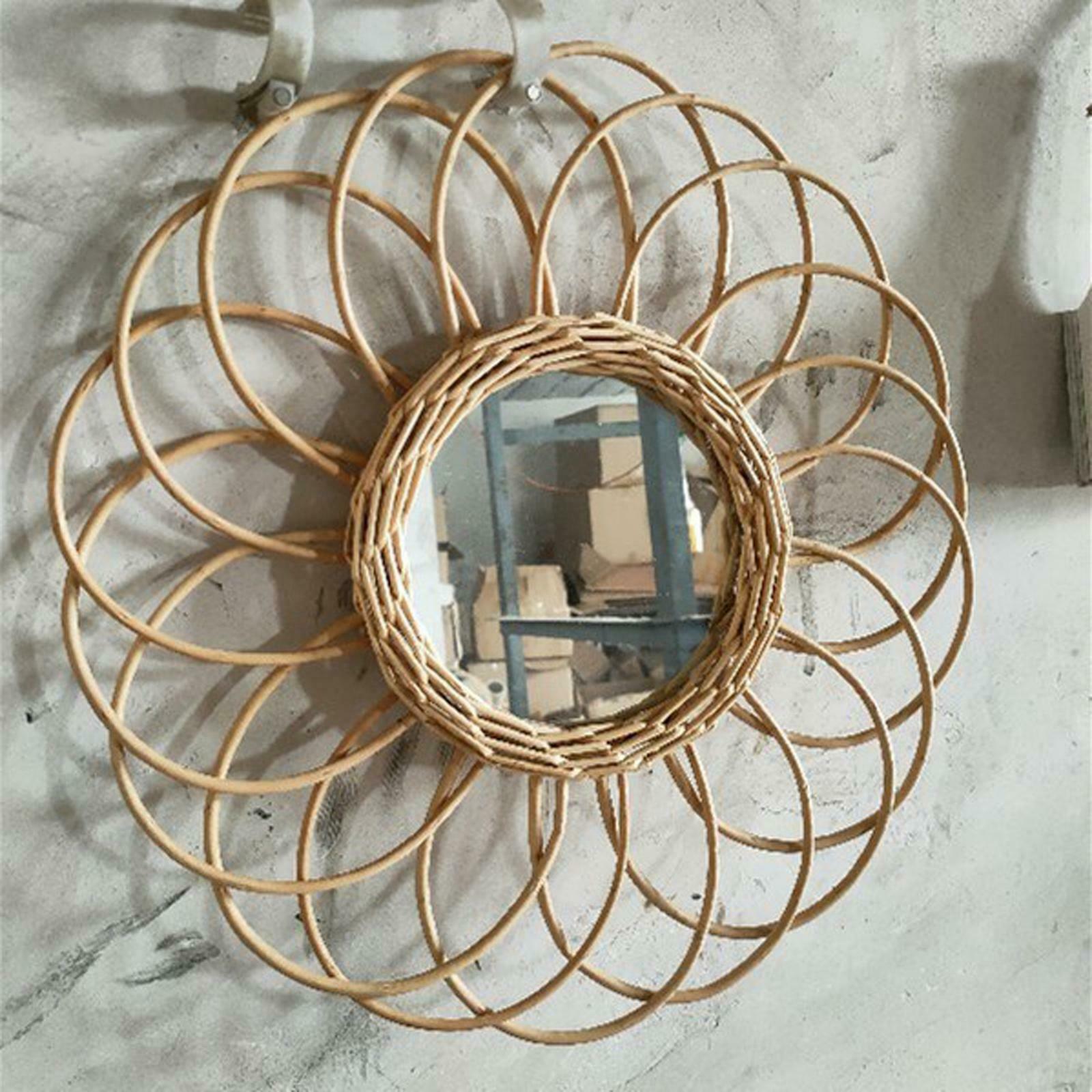 Round Wall Hanging Mirror Makeup Mirror Dressing Boho Mirror B Dia 40cm