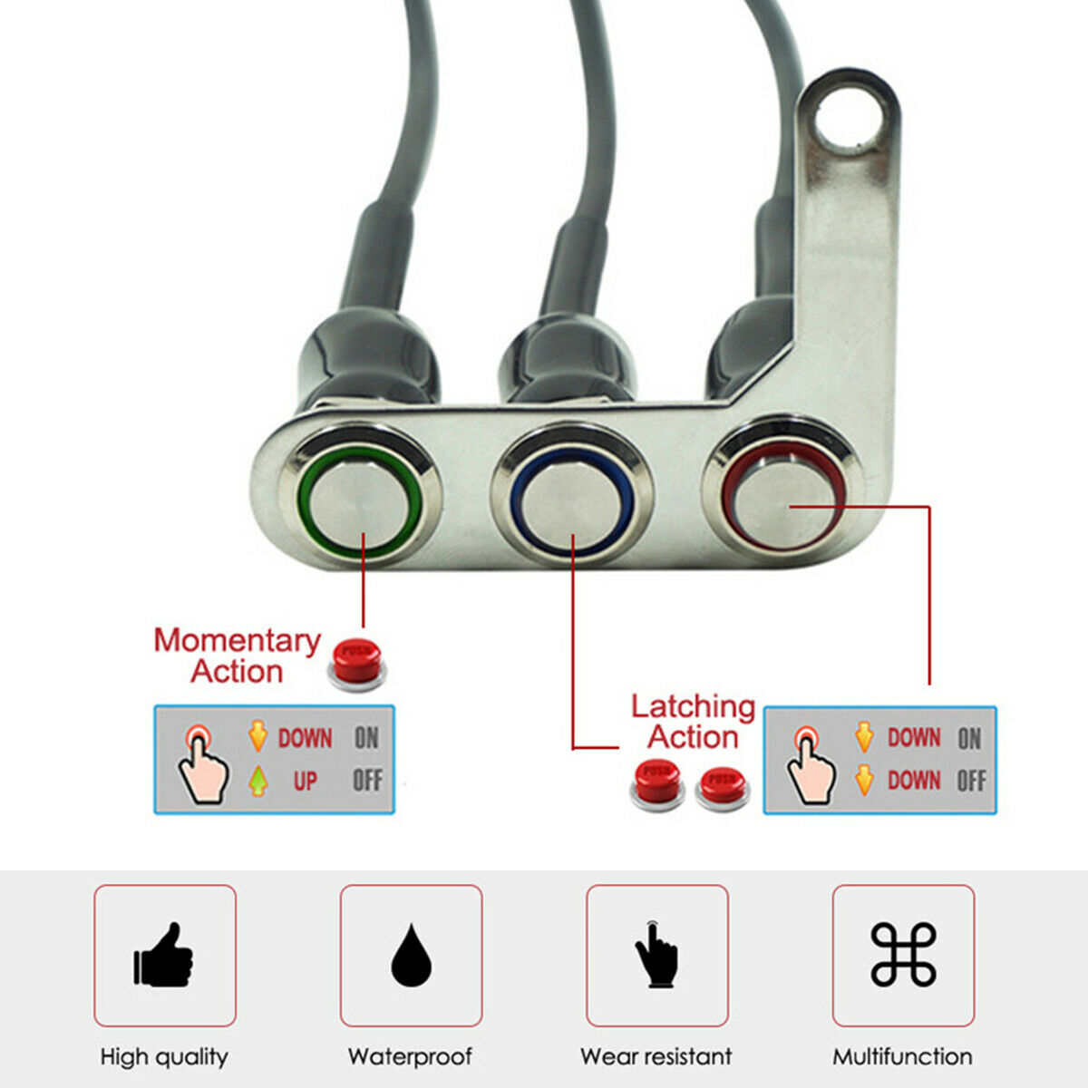 3 Button ON OFF Switches For Motorcycle Headlight Fog Light  Horn Handlebar