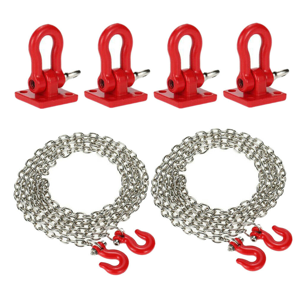 6PCS 1:10 RC Rock Crawler Tow Hook with Tow Chain for Axial SCX10 D90