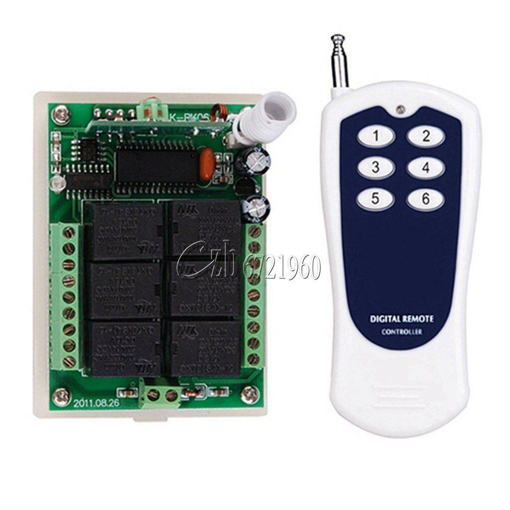 DC 12V 6Channel Wireless Relay RF Switch Remote Control Transmitter+ Receiver