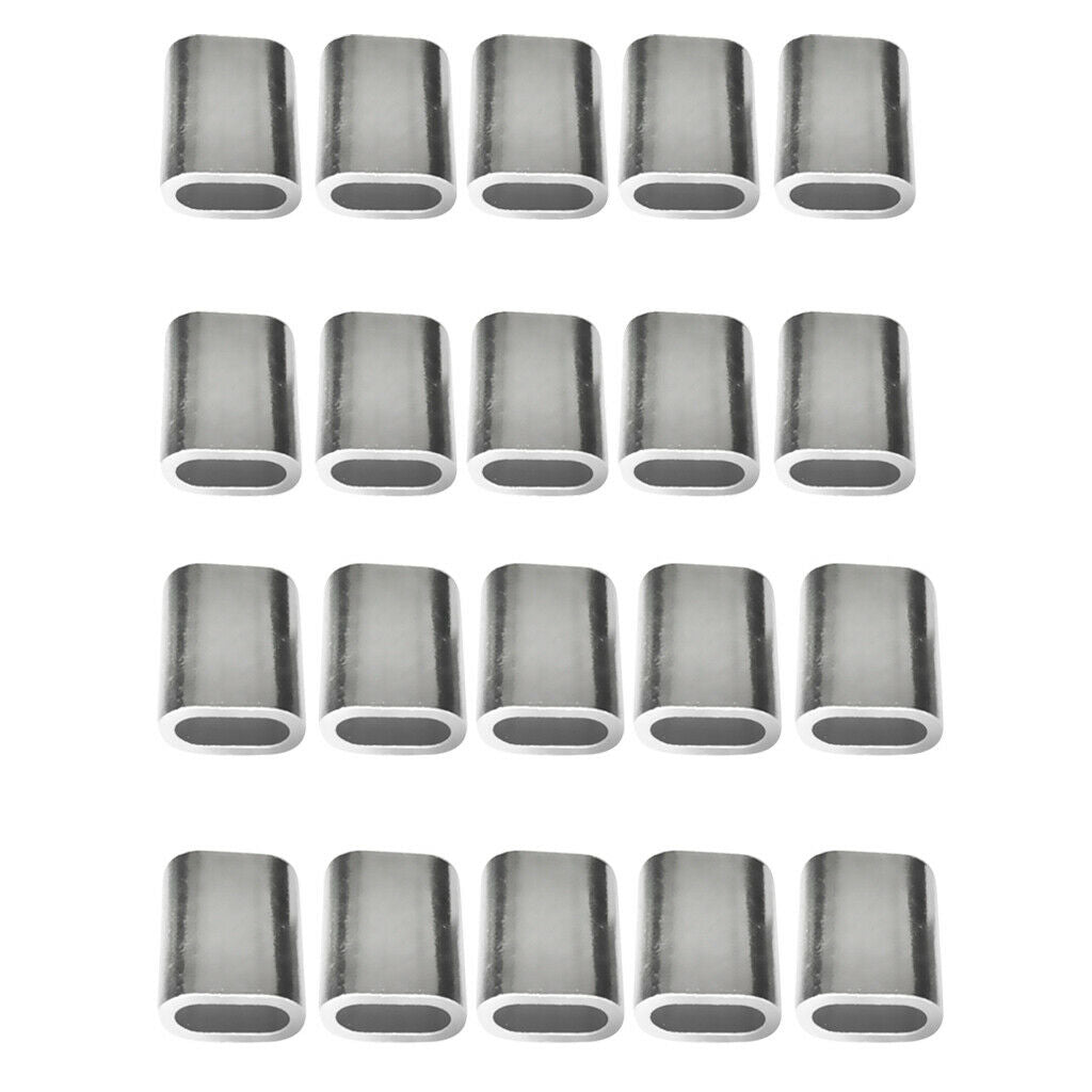 20 Pcs Aluminium Wire Rope Cable Ferrules Crimping Loop Sleeves 3mm + 4mm