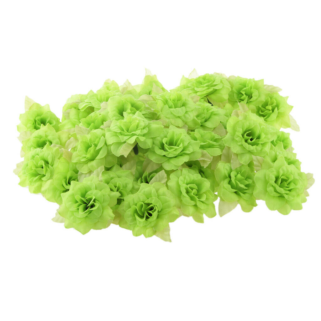 50Pcs Silk Rose Artificial Leaf Flower Head Wedding Home Party Decor Green