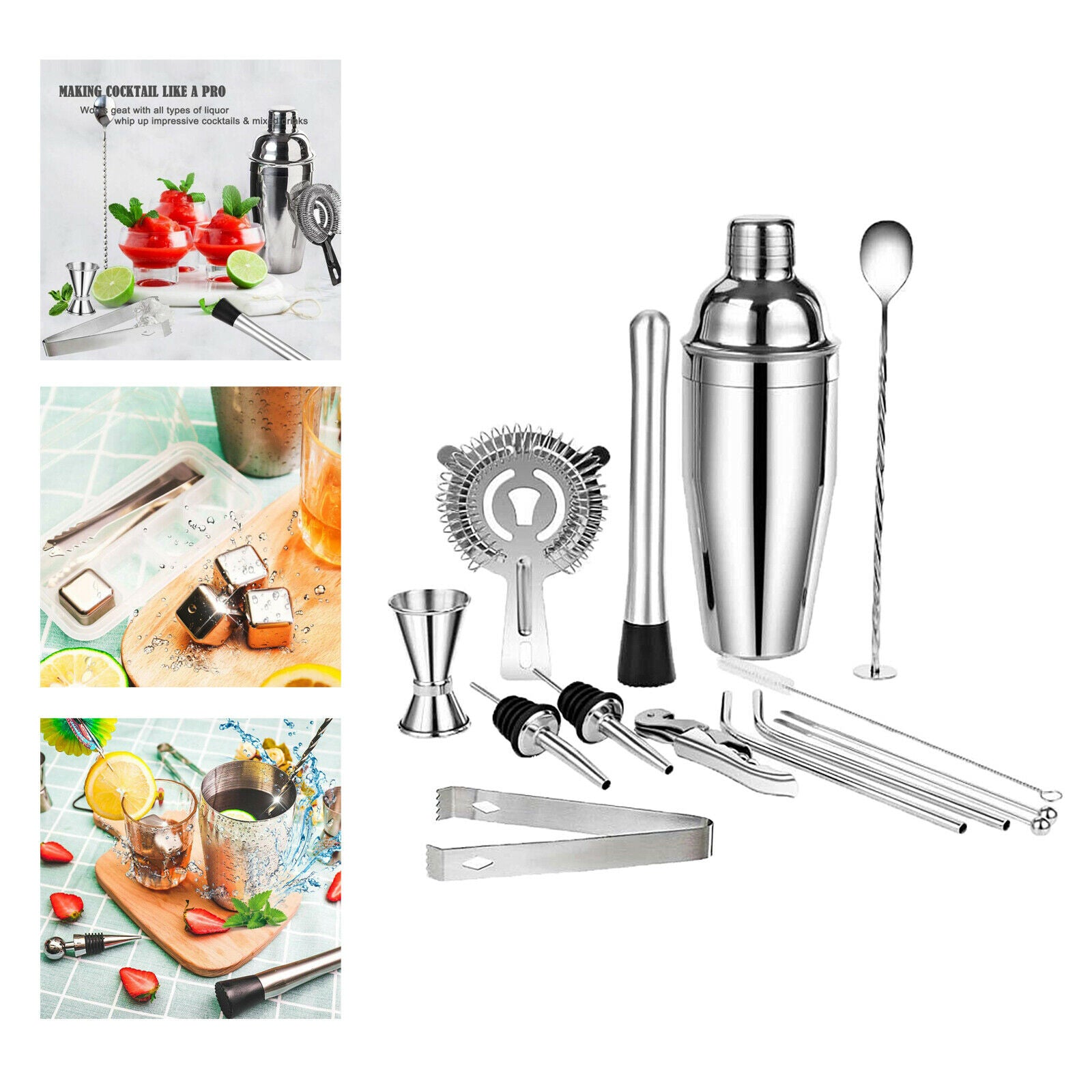 Bartender Kit, 14 Piece Cocktail Shaker Set Stainless Steel