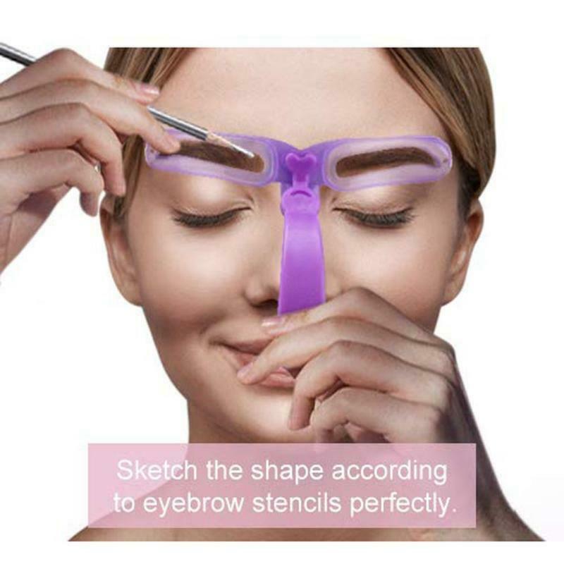 8 Styles Eyebrow Stencils with Handle Template Ruler Makeup DIY Shaping Tools