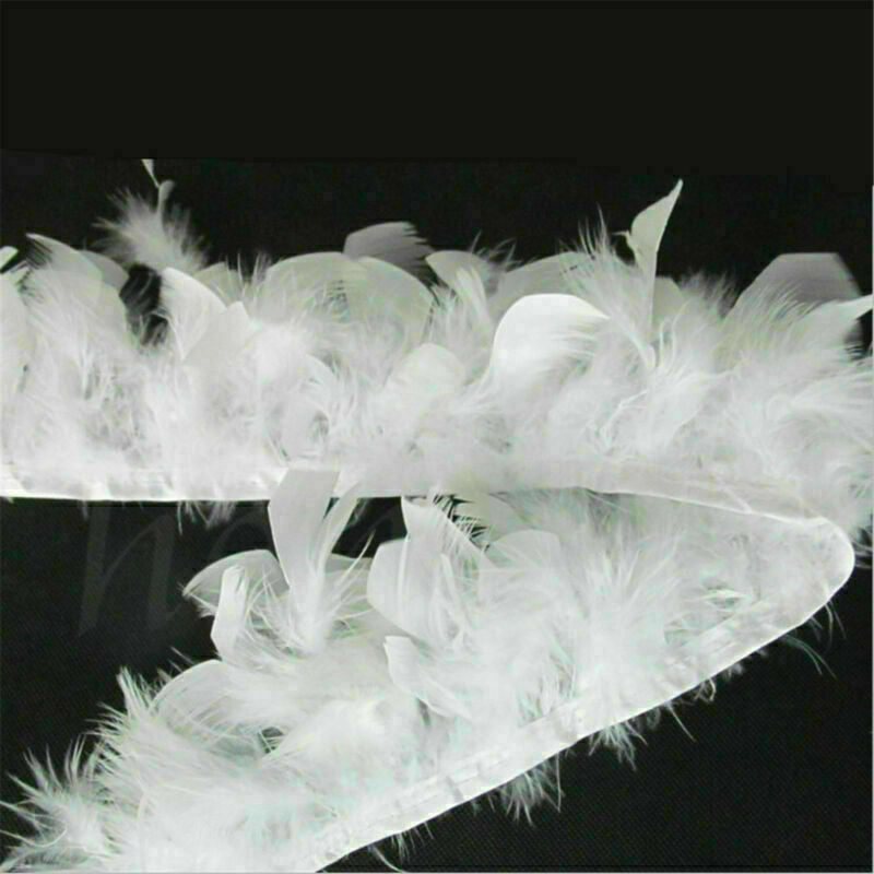 1M White Soft Turkey Feather Fringe Trim for DIY Sewing Millinery Costume Decor