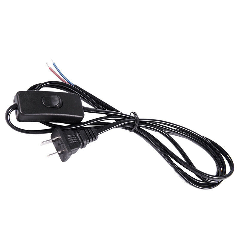 US Plug 1.8M Power Cord on/off Button Switch AC110V 3A AC250V 6A Black E2O1O1