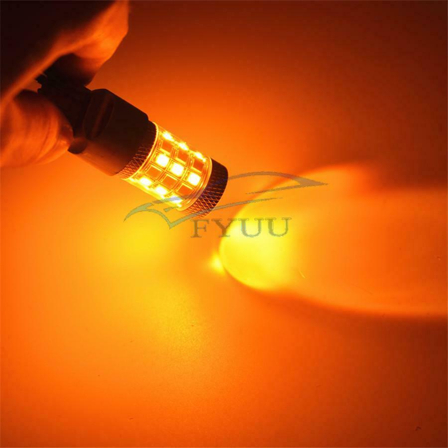 2x3157 T25 2835 SMD Turn Signal LED Light Bulb Dual Color White/Amber Switchback