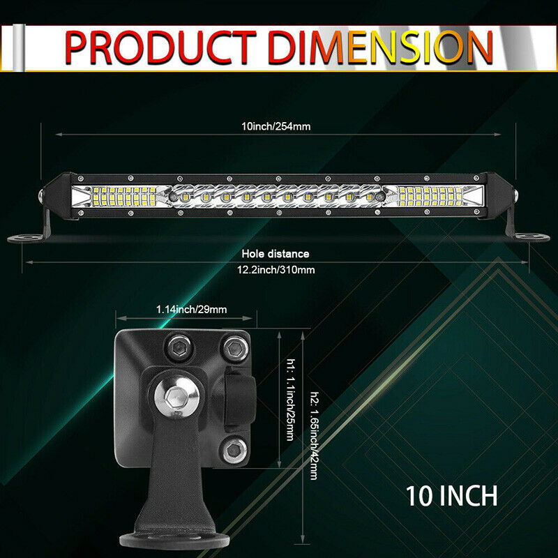 Ultra-thin 520W 10inch Led Light Bar Flood Spot Combo Offroad SUV 10"L XGM Rf