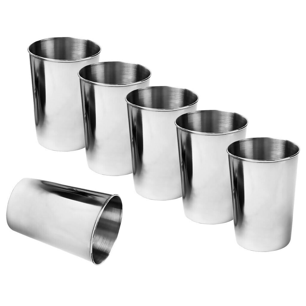 6pcs Stemless Wine Cup Stainless Steel Beer Drinking Ultralight Camping BBQ