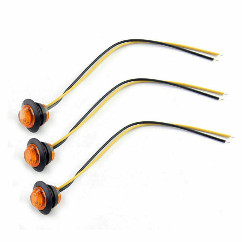 50X Mini 3/4" Round LED Side Marker Bullet Light For Truck Trailer Bus Amber 12V