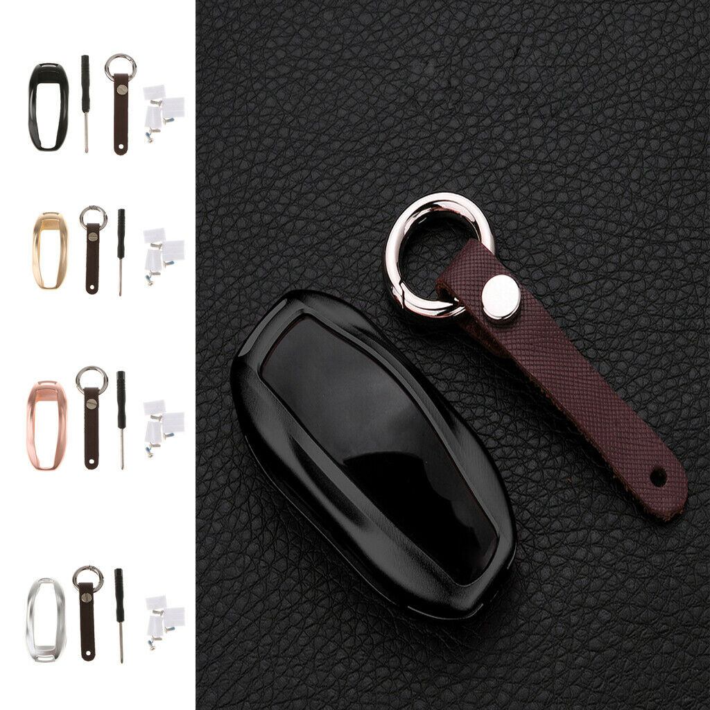 Car Remote Key Fob Aluminum Alloy Protector Case Cover for Tesla black