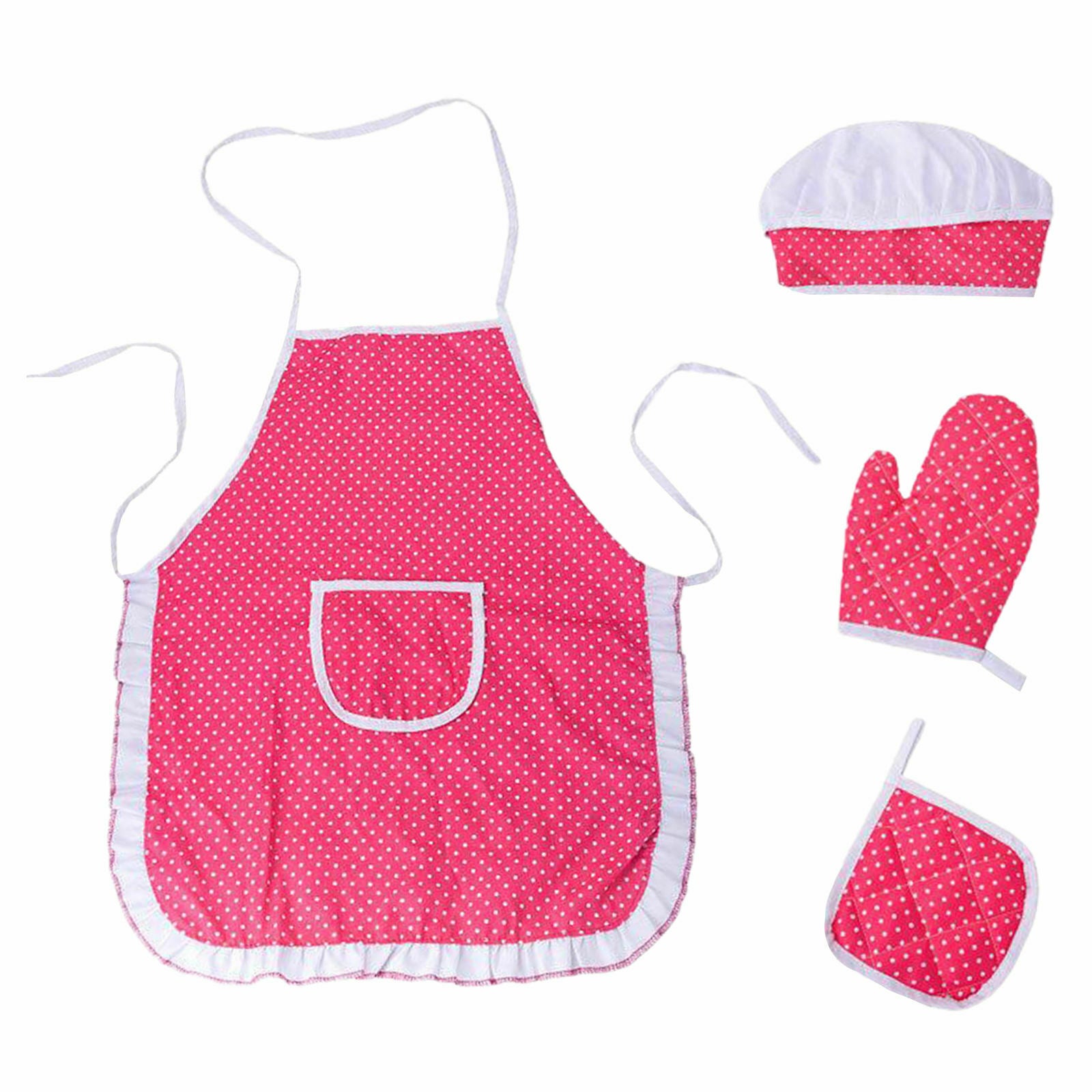 4pcs Children Chef Set DIY Cooking Baking Suit Toys Set Pretend Play Apron Kit