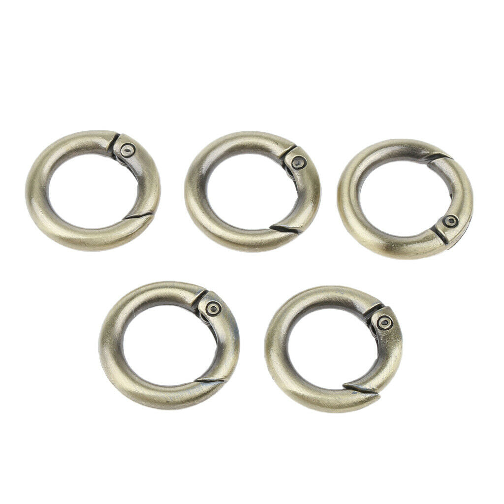 5 Pieces Zinc Alloy Round Spring Buckles Snap Hook Keychain Clip Brown 16mm