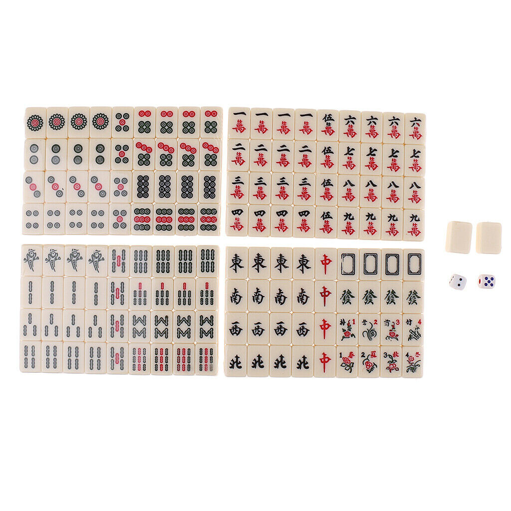 Chinese Mahjong Collectible Majiang Set with Retro Style Case, 3x2.2x1.5cm Tile