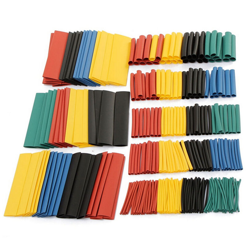 328 Pcs 5 Colors 8 Sizes Assorted 2:1 Heat Shrink Tubing Wrap Sleeve Kit top SJ