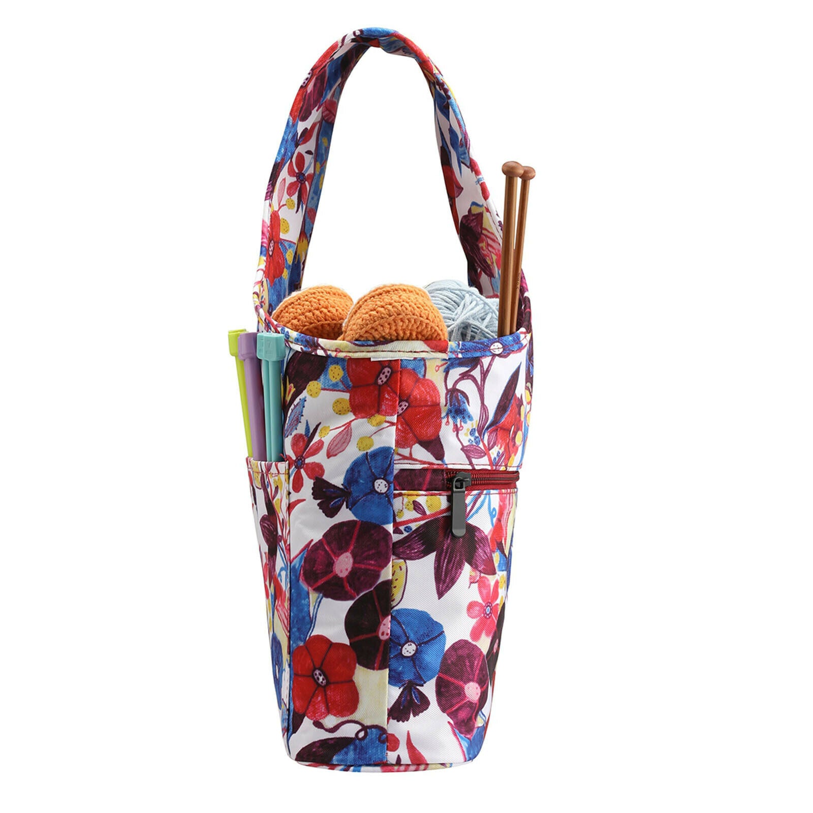 Travel Wrist Bag Knitting Tote Bag with Inner Dividers Unfinished Projects