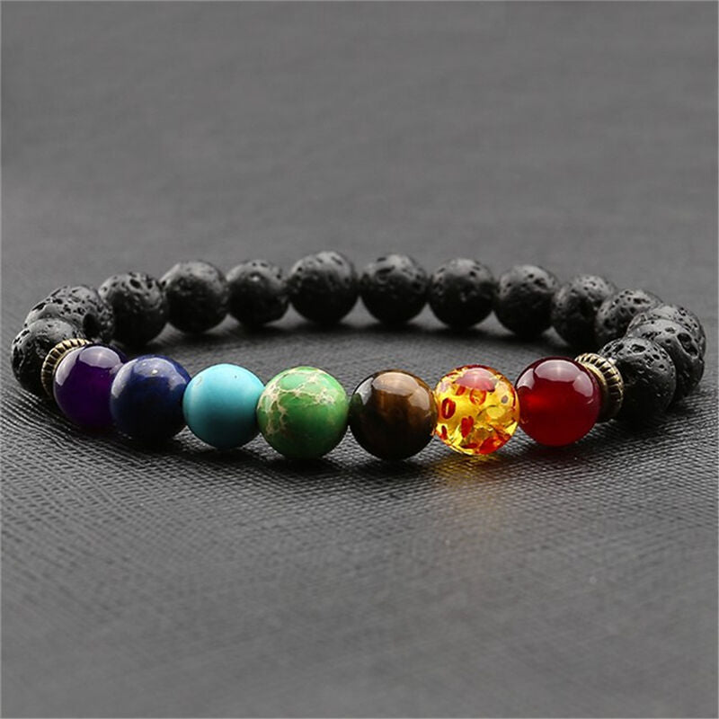 7Chakra New Healing Balance Beaded Bracelet Lava Yoga Reiki Prayer Stone U.l8