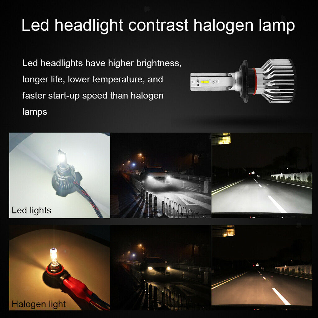 2Pcs H7 Aluminum Car MINI LED Headlight Bulbs Kit 30W 3800LM IP68 9V-36V