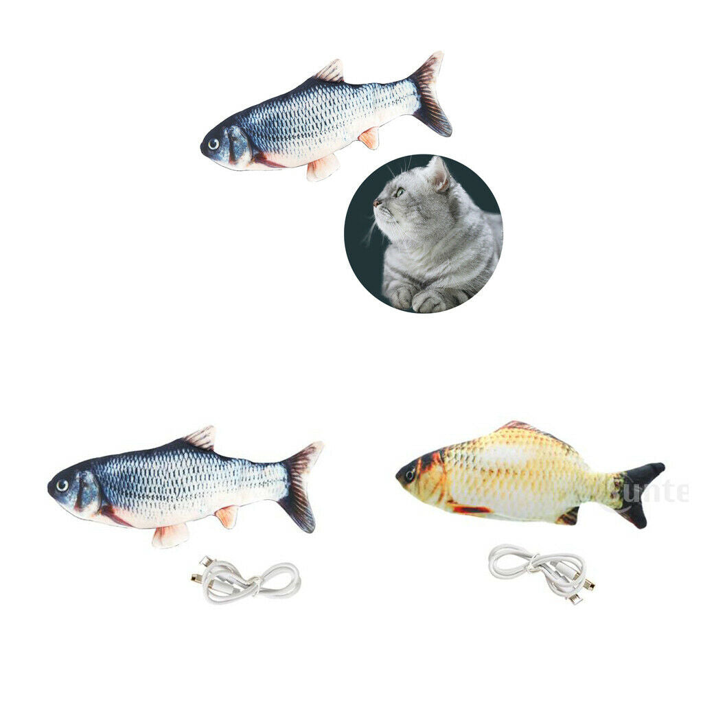 2Pcs Cat â€‹Artificial Moving Fish Toys Funny Realistic Cat Chew Kicker Toys